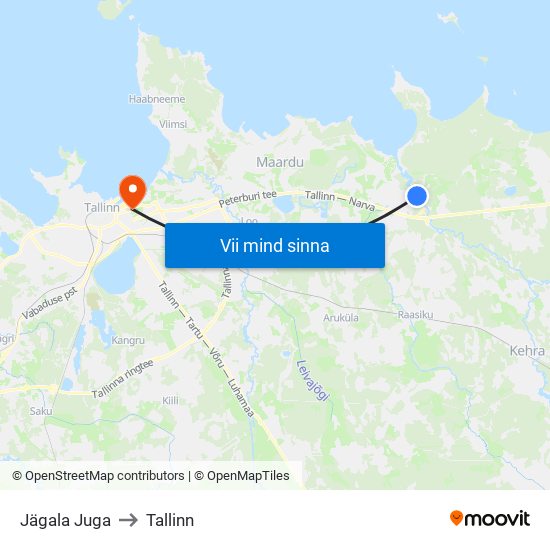Jägala Juga to Tallinn map