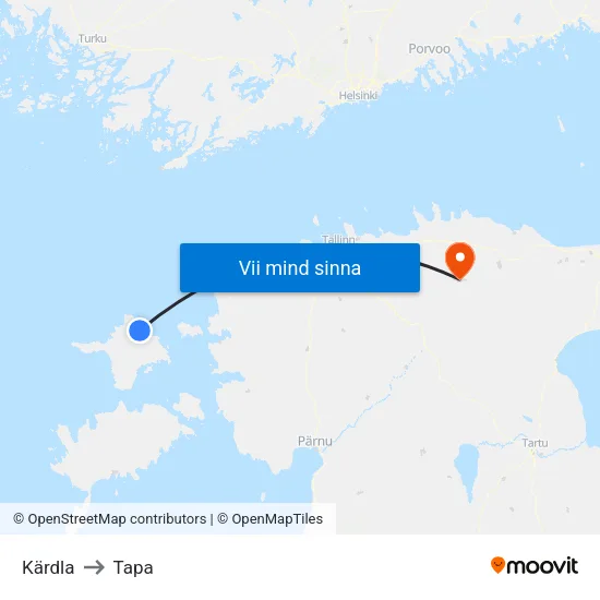 Kärdla to Tapa map
