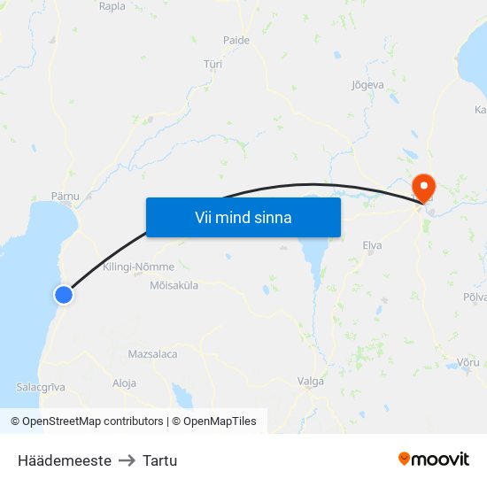 Häädemeeste to Tartu map