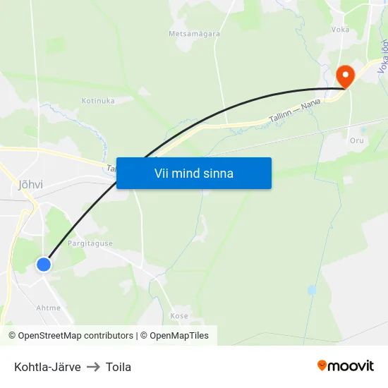 Kohtla-Järve to Toila map