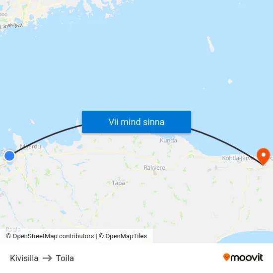 Kivisilla to Toila map
