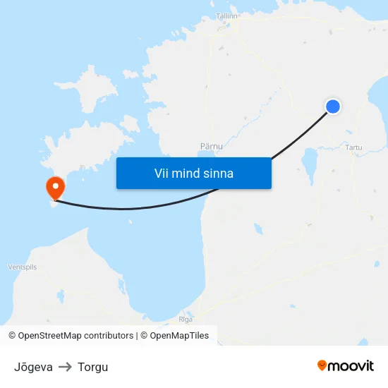 Jõgeva to Torgu map