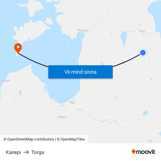 Kanepi to Torgu map