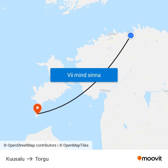 Kuusalu to Torgu map