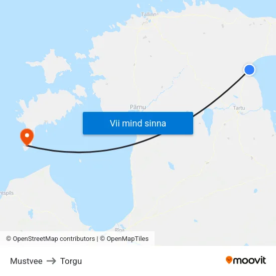Mustvee to Torgu map