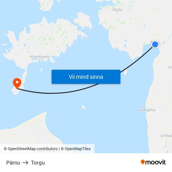 Pärnu to Torgu map