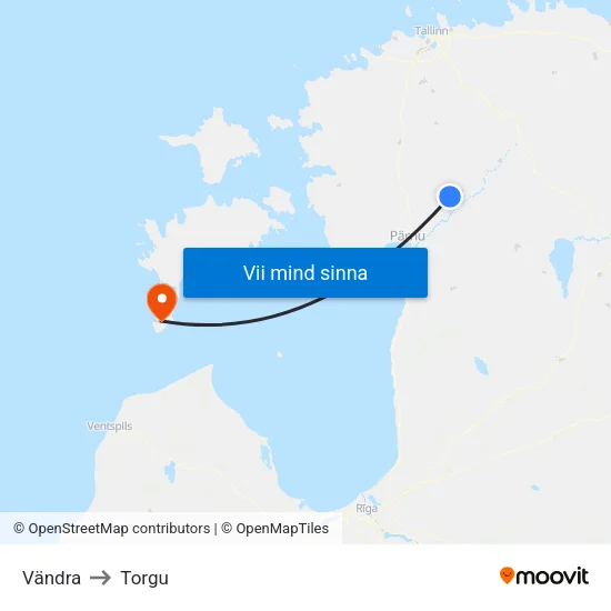 Vändra to Torgu map