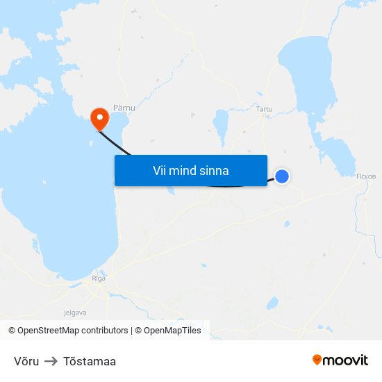 Võru to Tõstamaa map