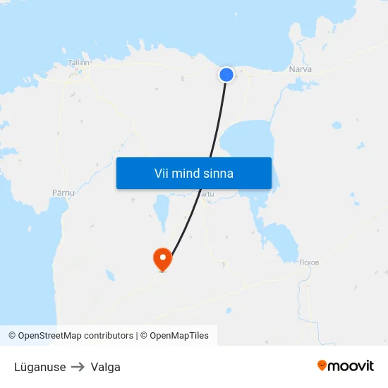 Lüganuse to Valga map
