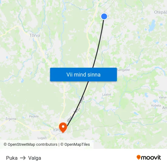 Puka to Valga map