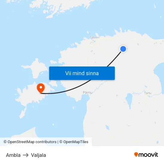 Ambla to Valjala map