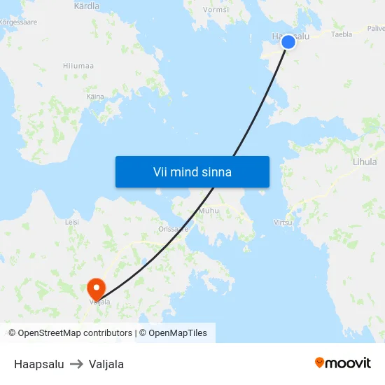 Haapsalu to Valjala map