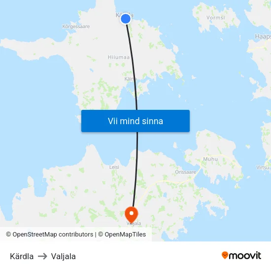 Kärdla to Valjala map