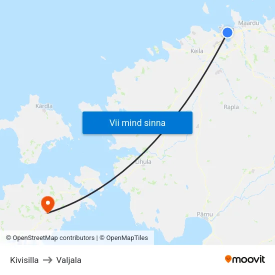 Kivisilla to Valjala map