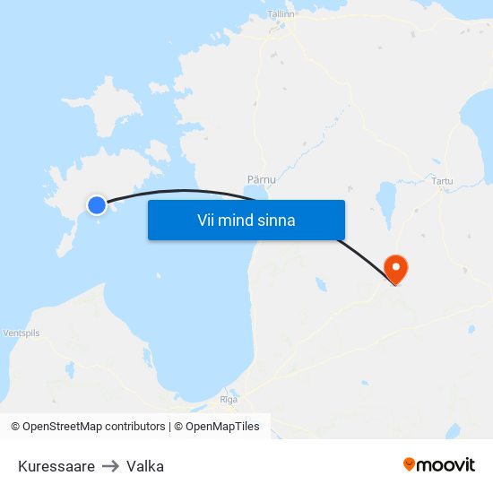 Kuressaare to Valka map