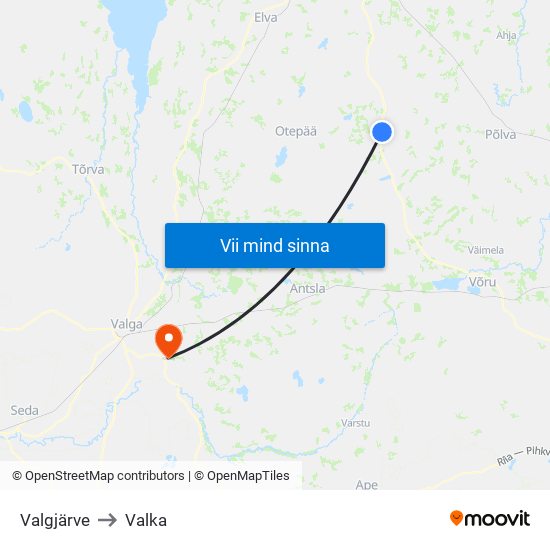 Valgjärve to Valka map