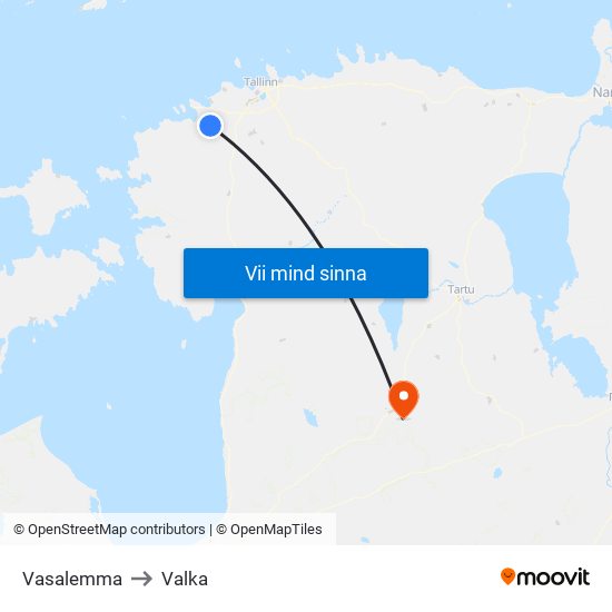 Vasalemma to Valka map