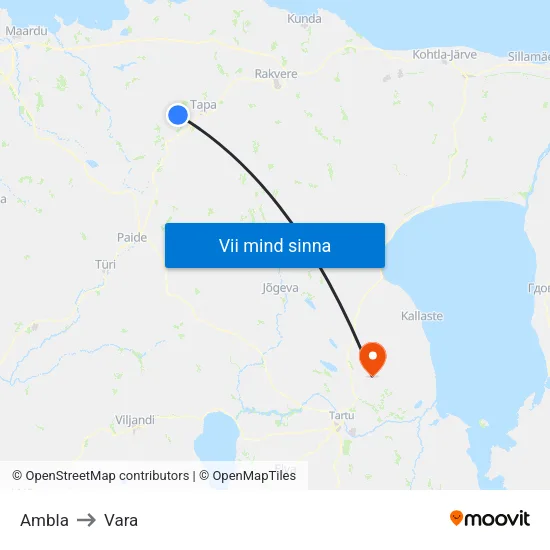 Ambla to Vara map