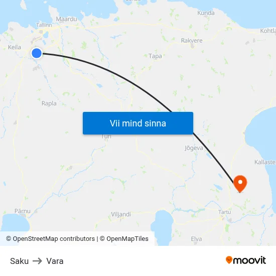 Saku to Vara map