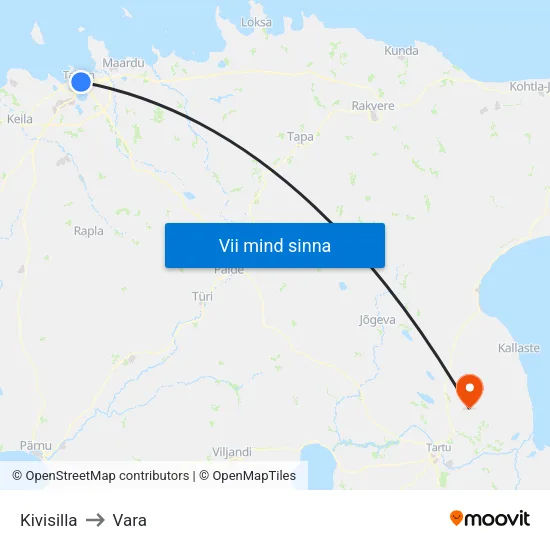 Kivisilla to Vara map