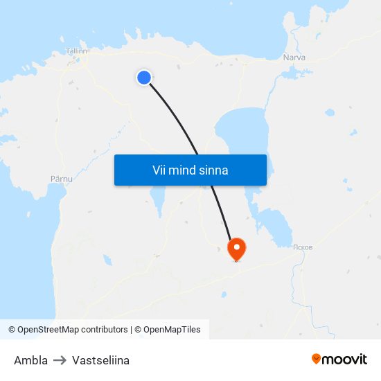 Ambla to Vastseliina map