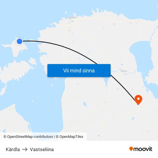 Kärdla to Vastseliina map