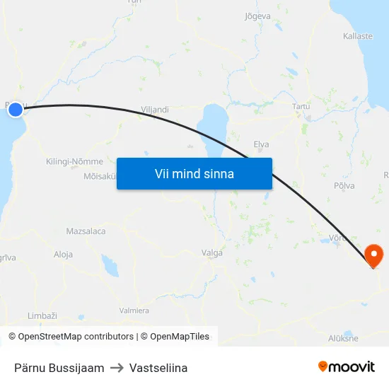 Pärnu Bussijaam to Vastseliina map
