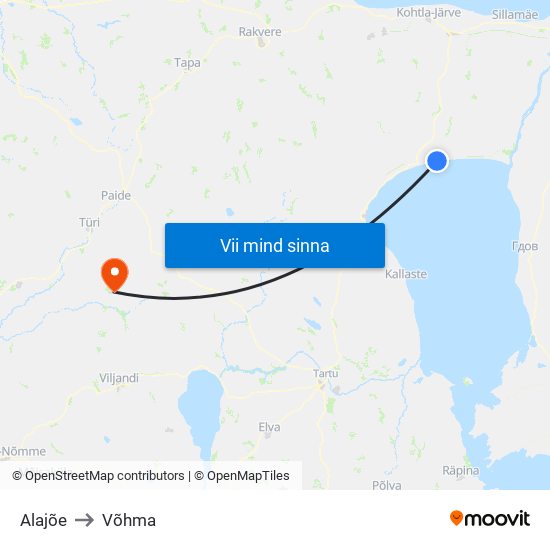 Alajõe to Võhma map