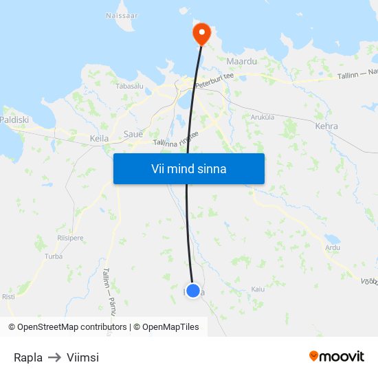 Rapla to Viimsi map