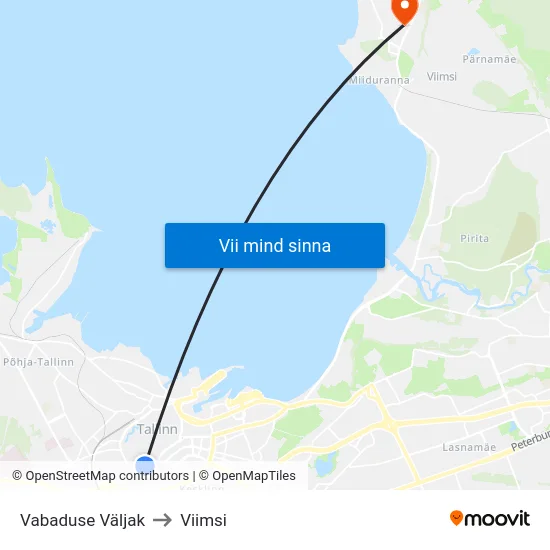 Vabaduse Väljak to Viimsi map