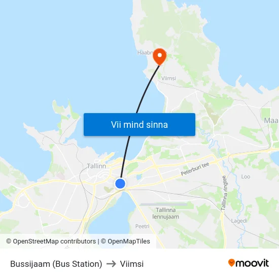 Bussijaam (Bus Station) to Viimsi map