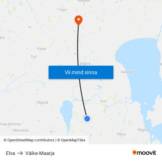 Elva to Väike-Maarja map