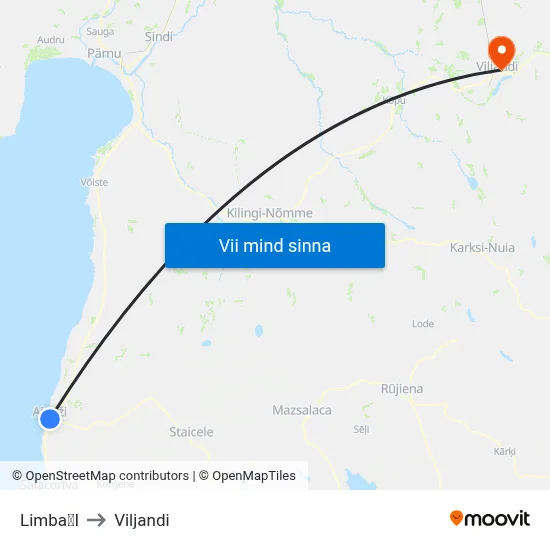 LimbaI to Viljandi map