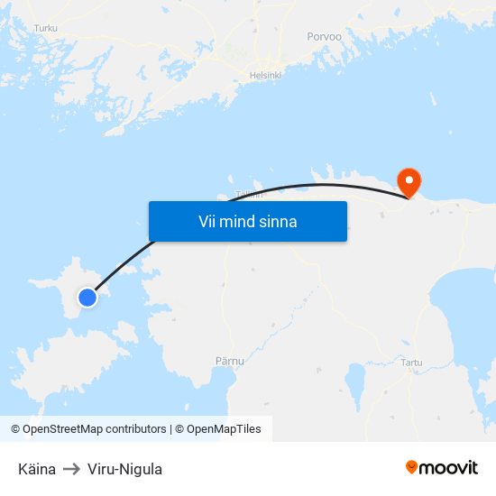 Käina to Viru-Nigula map