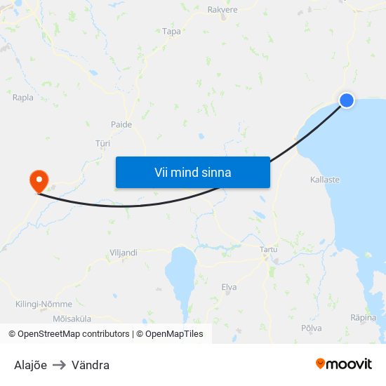 Alajõe to Vändra map