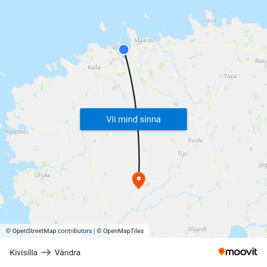 Kivisilla to Vändra map