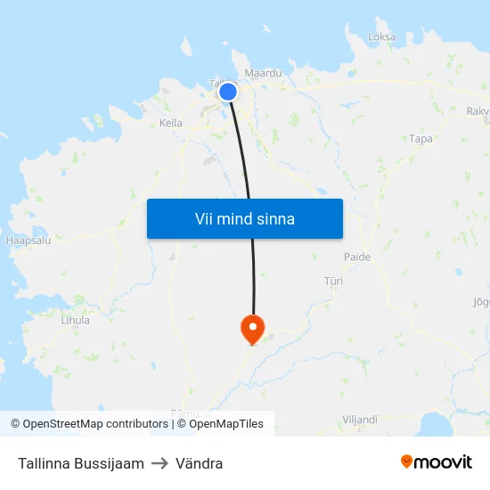 Tallinna Bussijaam to Vändra map