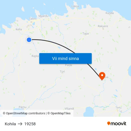 Kohila to 19258 map