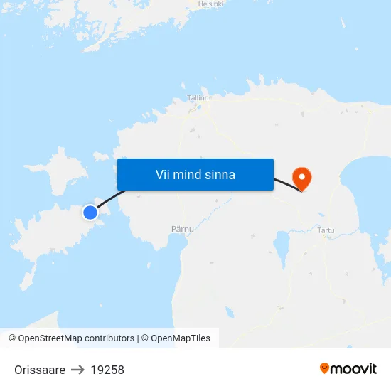 Orissaare to 19258 map