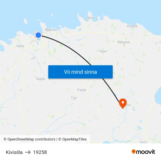 Kivisilla to 19258 map