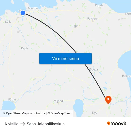 Kivisilla to Sepa Jalgpallikeskus map