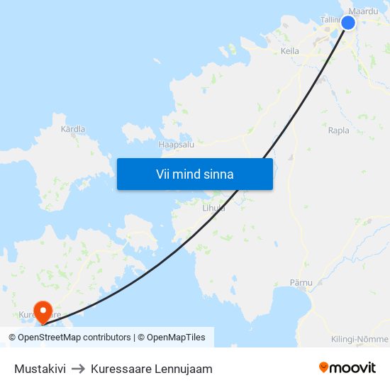 Mustakivi to Kuressaare Lennujaam map