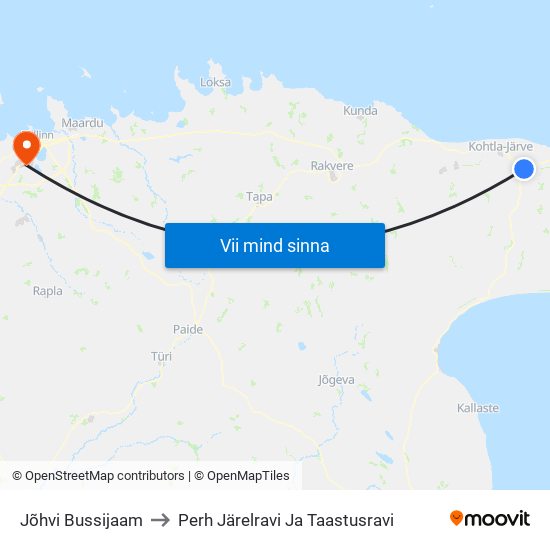 Jõhvi Bussijaam to Perh Järelravi Ja Taastusravi map