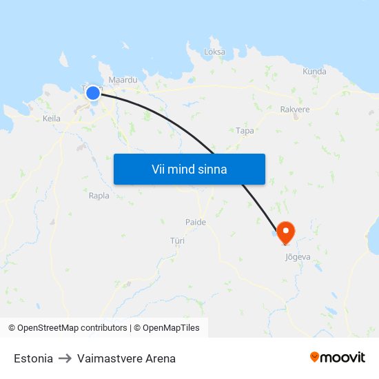 Estonia to Vaimastvere Arena map
