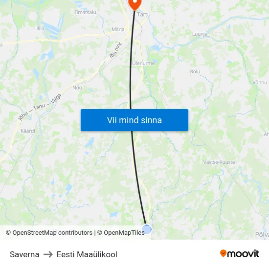 Saverna to Eesti Maaülikool map