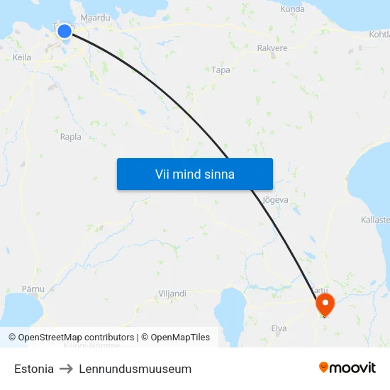 Estonia to Lennundusmuuseum map