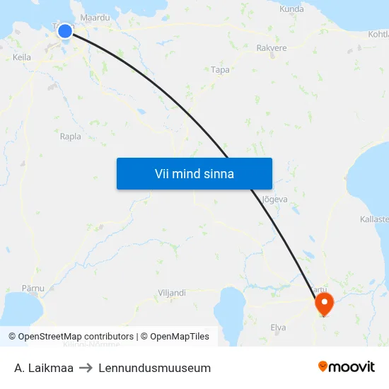 A. Laikmaa to Lennundusmuuseum map
