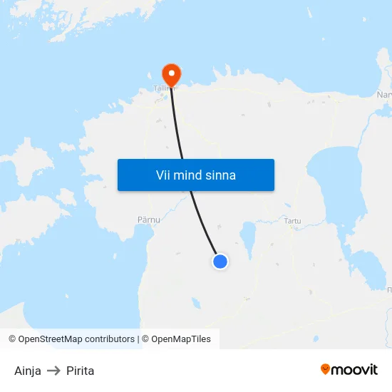 Ainja to Pirita map