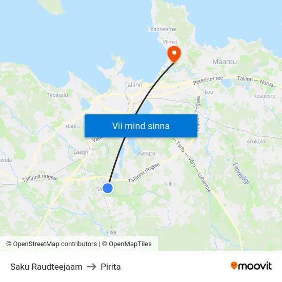 Saku Raudteejaam to Pirita map