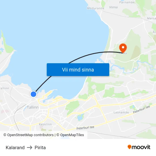 Kalarand to Pirita map